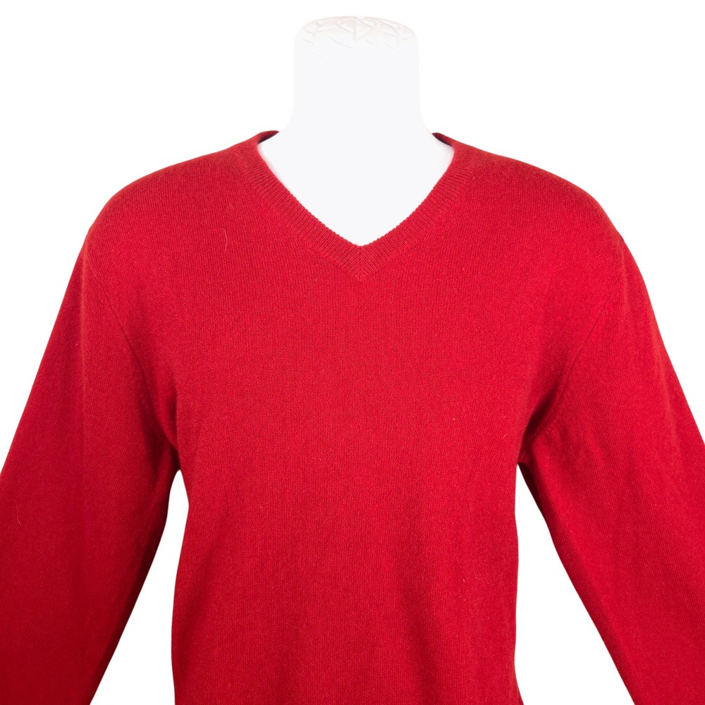 Club Room Mens Red 100% Cashmere V-Neck Sweater Size Large 2-Ply Knit